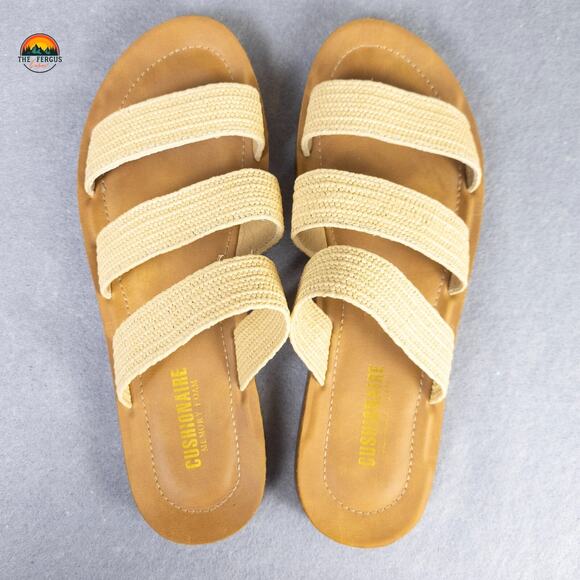 Cushionaire Memory Foam Slide Sandal Cream Brown Slip On Women's Size 10 - Picture 5 of 9